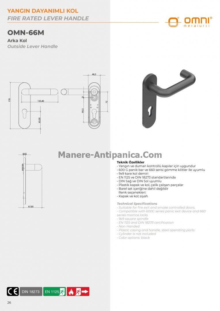 Maner ext. pt antipanica usi metalice